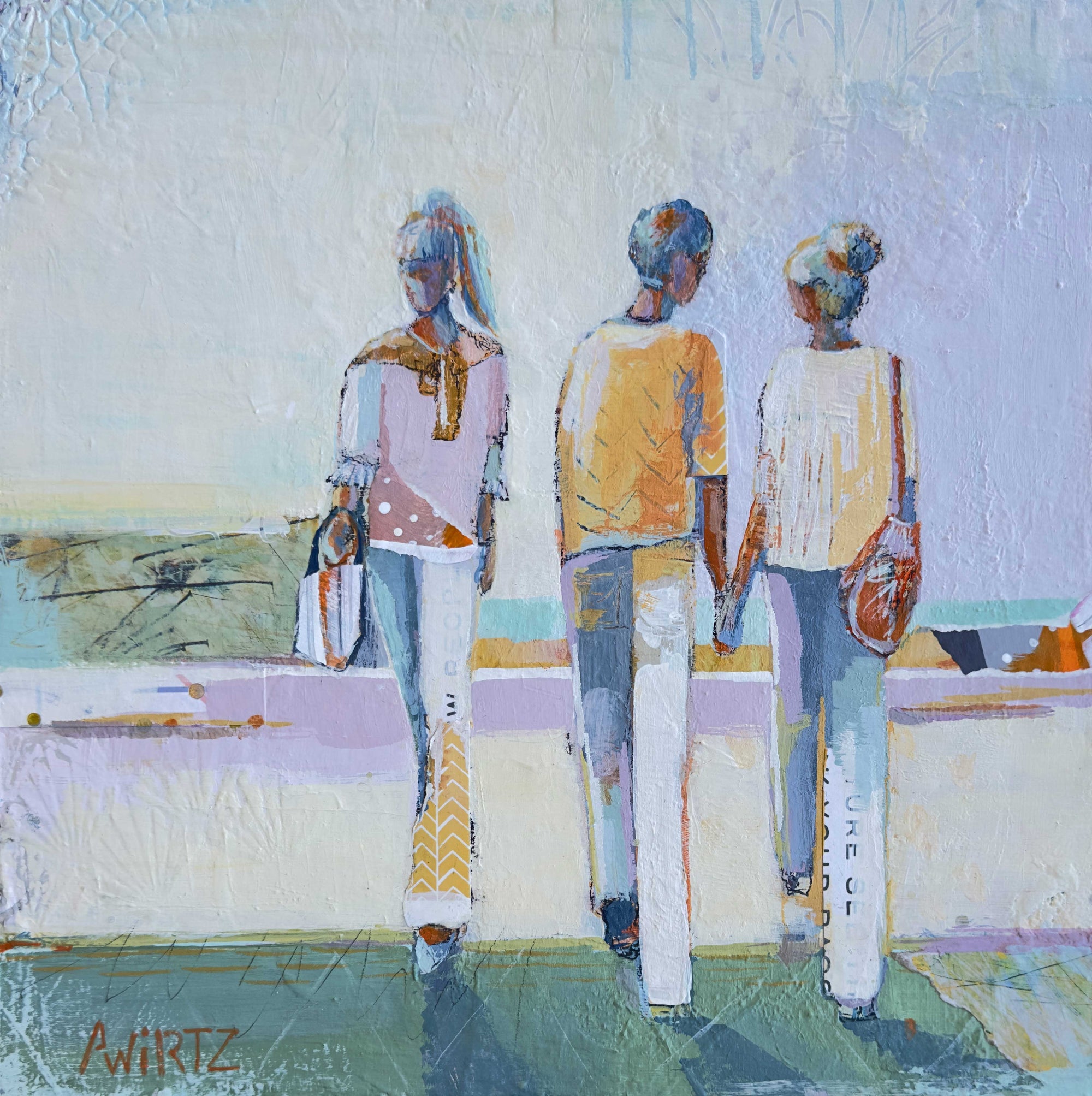 Framed artwork of three people